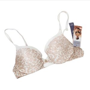 NWT Jennifer Lopez Animal Print Cream Convertible Push Up Bra Size 34A